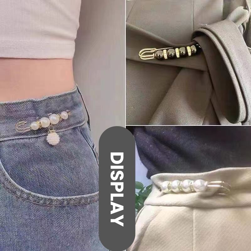 4PCS Multi-purpose Multi-function Imitating Pearl Pin Jewelry, Waist Reduction,pearl Brooch Fixed Girth,decorating Various Clothes/trousers/shirt/dress/sweater/shawl/pant /scarves/jackets/hats/handbag