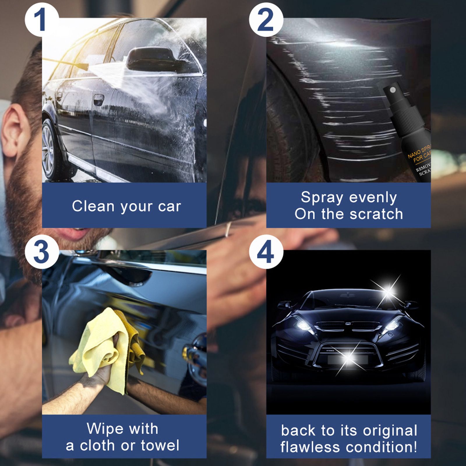 120ml NANO SPRAY FOR CARS REMOVE SLIGHT SCRATCHES，Car Scratch Repair Nano Spray, Car Coating Agent, Nano Spray Quick Repair Car Coating, To Car Paint Plating Crystal, Car Surface Drive Wax Water