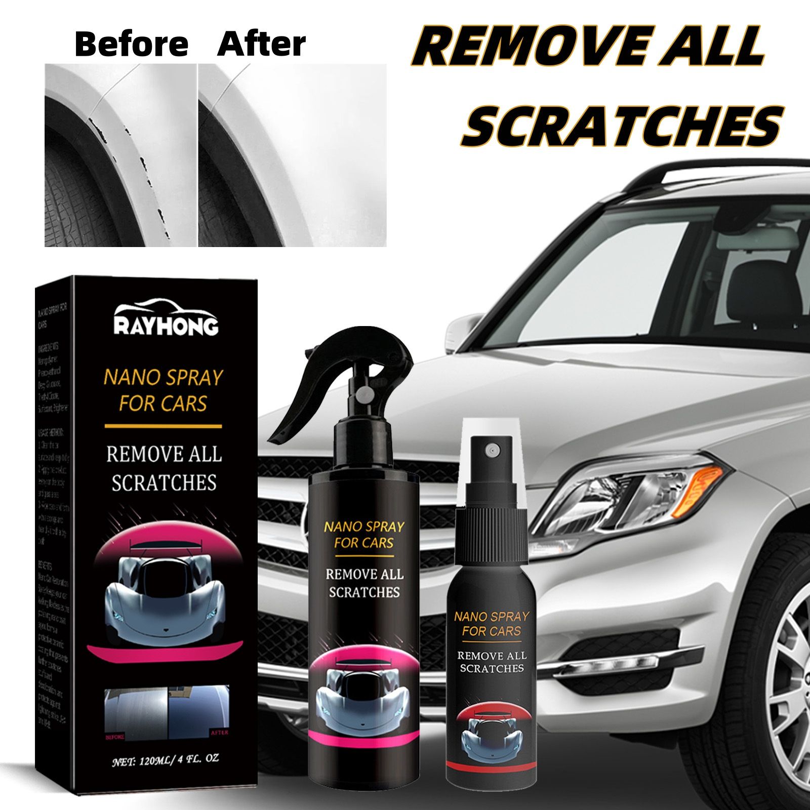120ml NANO SPRAY FOR CARS REMOVE SLIGHT SCRATCHES，Car Scratch Repair Nano Spray, Car Coating Agent, Nano Spray Quick Repair Car Coating, To Car Paint Plating Crystal, Car Surface Drive Wax Water