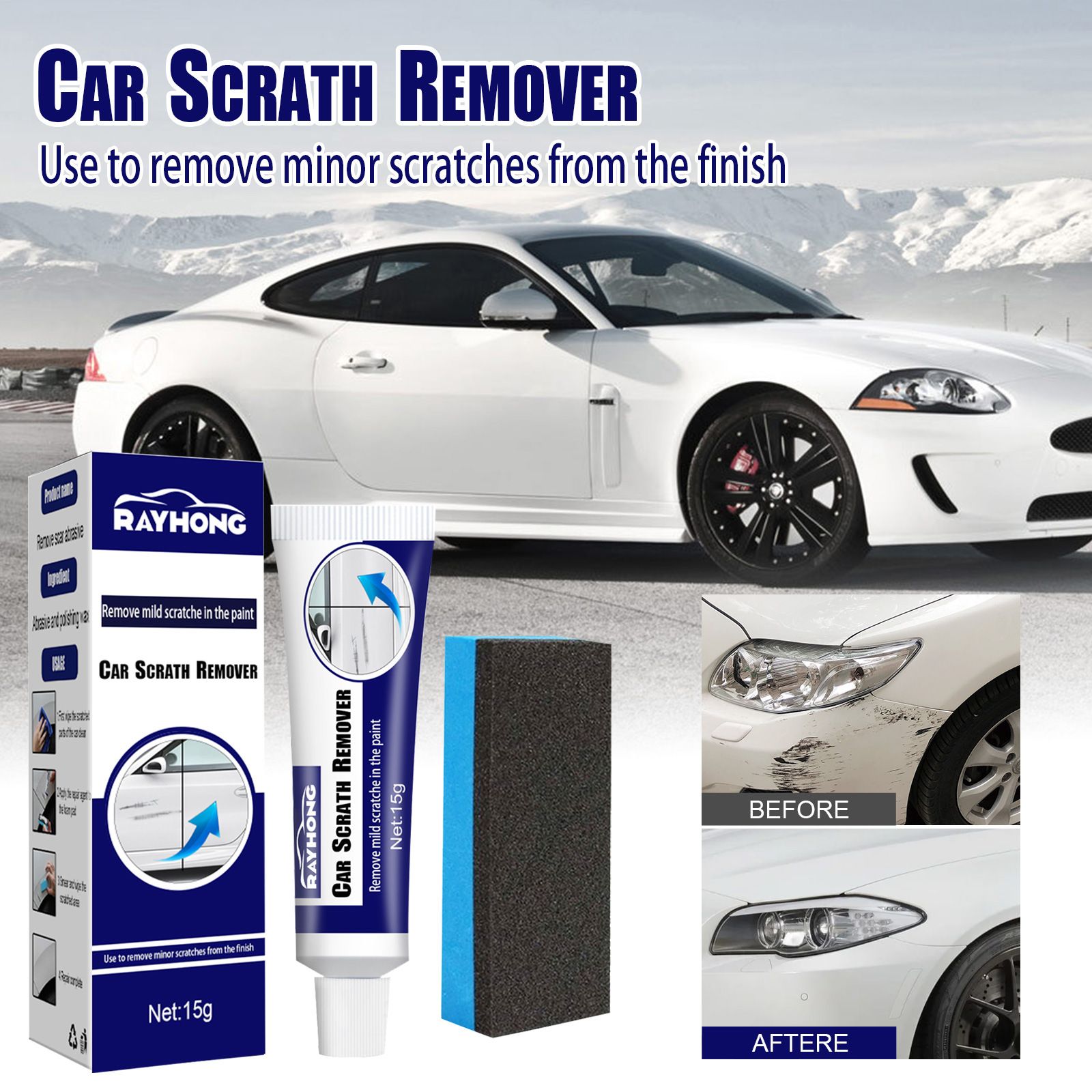 GAR SLIGHT SCRATH REMOVER,Car Wax Repair Supplies, Car Scratch Eliminator, From Scratch Elimination to Glazing, Glass Coating Agent, Car Body Repair Tool,Auto Surface Repair Agent, Car Care