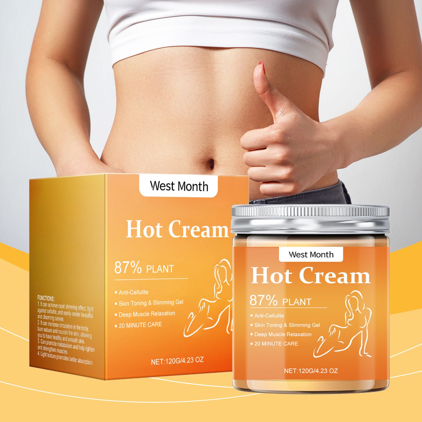 Slimming And Weight Loss Hot Cream,87% Plant,Anti-Cellulite,Skin Toning & Slimming Gel,Deep Muscle Relaxation,Enhance Skin Elasticity,Improve Firmness And Reduce Sagging,Promote Blood Circulation