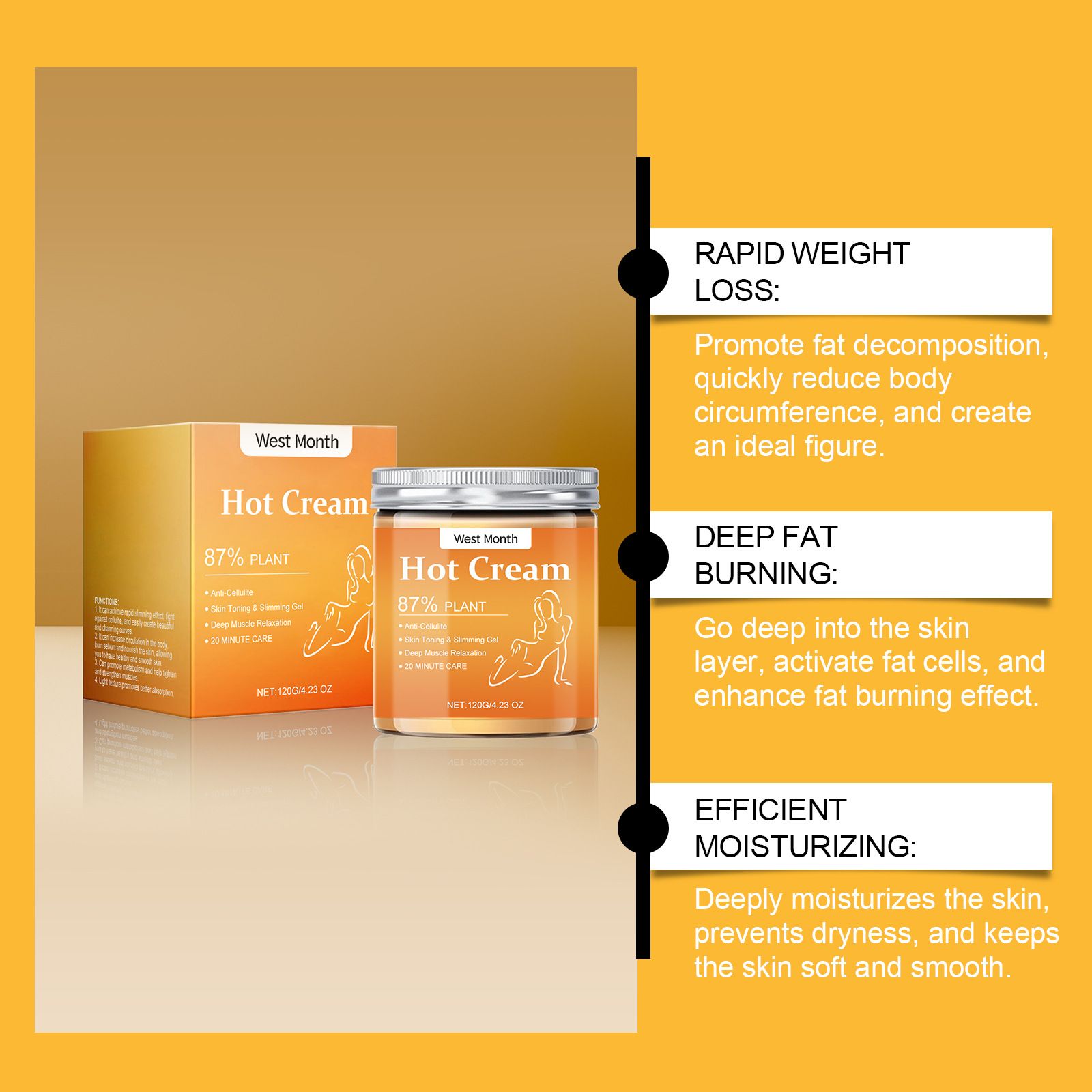 Slimming And Weight Loss Hot Cream,87% Plant,Anti-Cellulite,Skin Toning & Slimming Gel,Deep Muscle Relaxation,Enhance Skin Elasticity,Improve Firmness And Reduce Sagging,Promote Blood Circulation