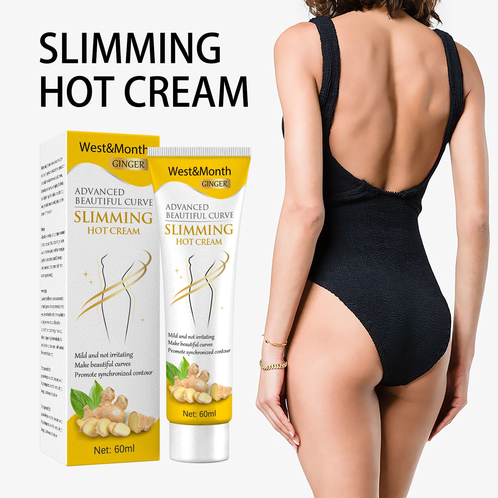 Ginger Advanced Beautiful Curve Slimming Hot Cream，Mild And Not Irritating，Make Beautiful Curves，Promote Synchronized Contour