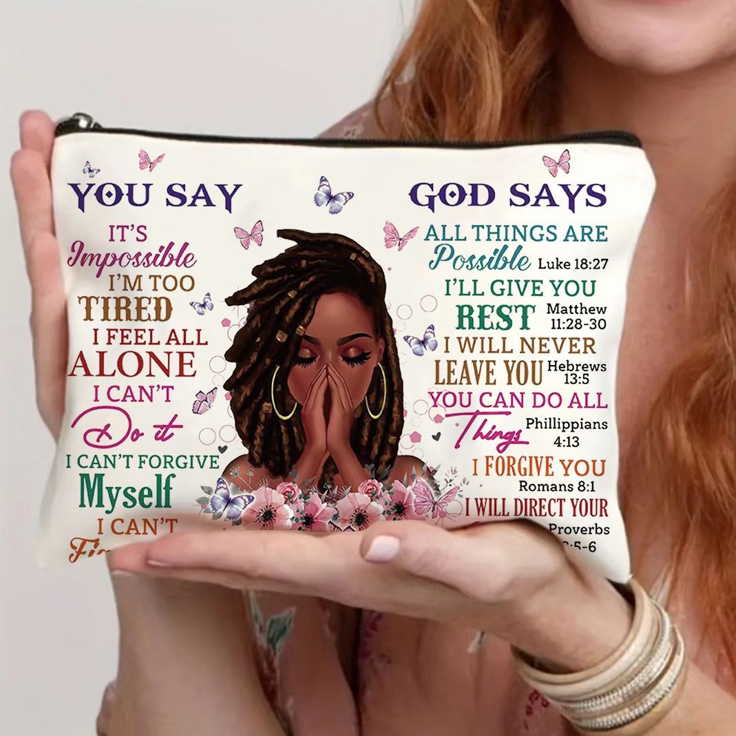 Women Purse,Makeup Bag,Travel Toiletry Bag,Zipper Pouch,Women Inspirational Bag,Femal Religious Cosmetic Bags,Spiritual Biblical Bag,Christian Bag,Birthday Christmas Mothers Day Gifts