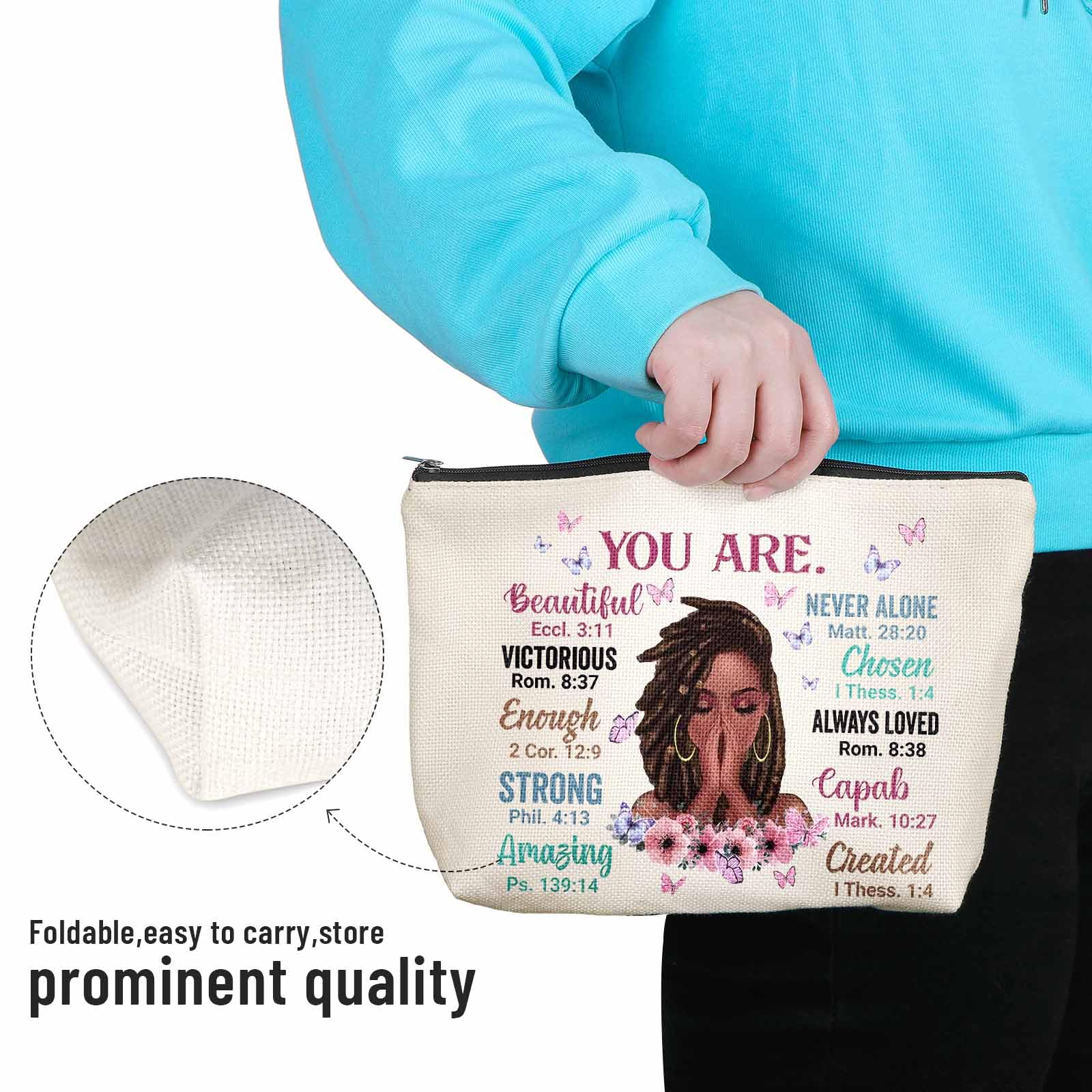 Women Purse,Makeup Bag,Travel Toiletry Bag,Zipper Pouch,Women Inspirational Bag,Femal Religious Cosmetic Bags,Spiritual Biblical Bag,Christian Bag,Birthday Christmas Mothers Day Gifts