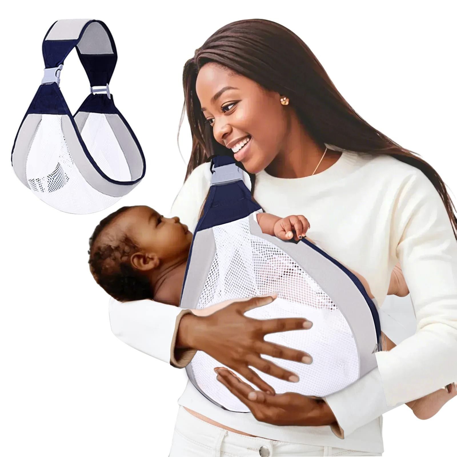Baby S-ling Carrier，Adjustable Holder,Ergonomic Strap,Shoulder Labor-Saving Baby Half Wrapped S-ling Hip Carrier with Breathable Mesh for Newborn 0009