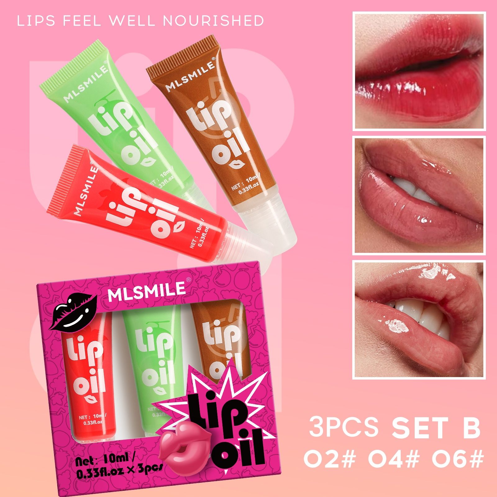 3PCS Strawberry Lip Oil, Glossy Lip Gloss, Fruity Flavors Lip Balm Hydrating Lip Glow Oil, No-sticky Gloss Lip Balm Lip Care, Lip Plumper Gloss, Longlasting Moisturizing Lip Oil C43TC3 B Sets