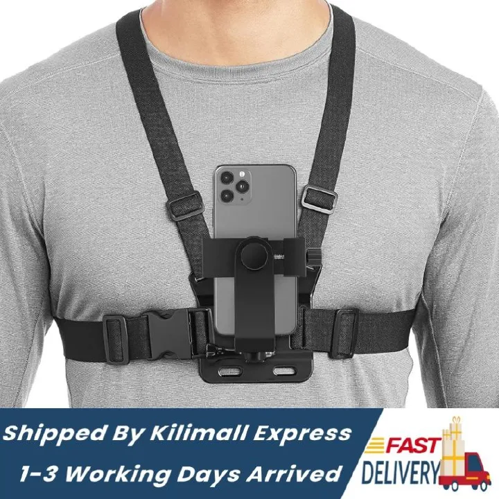 Mobile Phone Holder Adjustable Chest Strap 120°Adjustable Phone Clip Holder Cell Phone Fixation Bracket Sport Camera Holder Mount Harness Strap Video Vlog Lift Adjustable Mobile Phone Holder