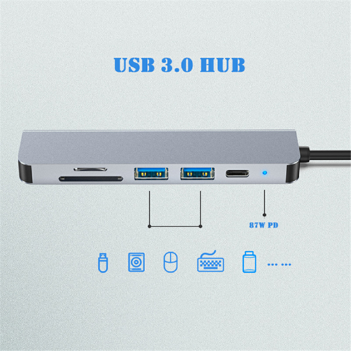 8/6/4in 1 USB HUBS Type-C Splitter To HDMI 4K Thunderbolt 3 Docking Station Laptop Adapter With PD SD TF RJ45 Card Reader PD Fast Charge for MacBook Laptop Computer