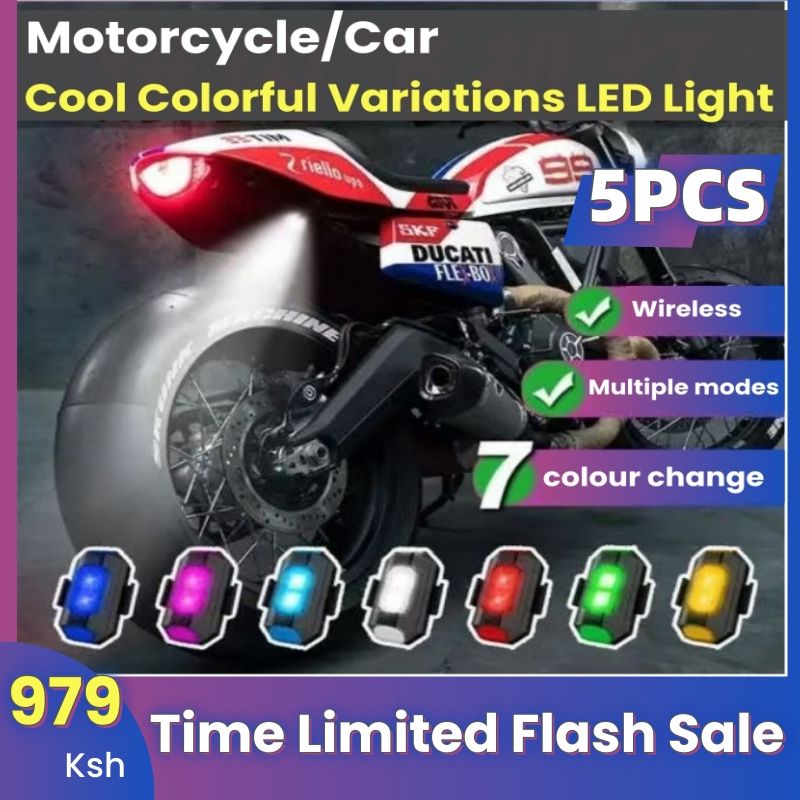 5PCS Motorcycle/Bicycle/Car Cool Colorful Variations LED Light，Anti-collision Warning Light,Mini Signal Light,Drone with Strobe Light,7 Colors Turn Signal Indicator