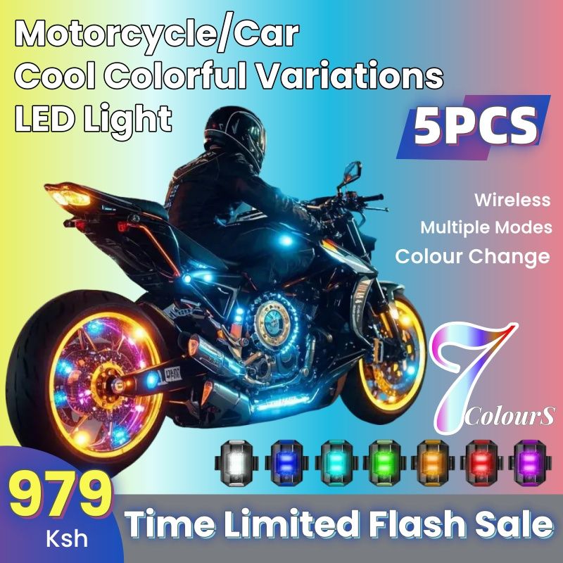 5PCS Motorcycle/Car/Bicycle Cool Colorful Variations LED Light，Mini Signal Light,Drone with Strobe Light,7 Colors Turn Signal Indicator,Anti-collision Warning Light