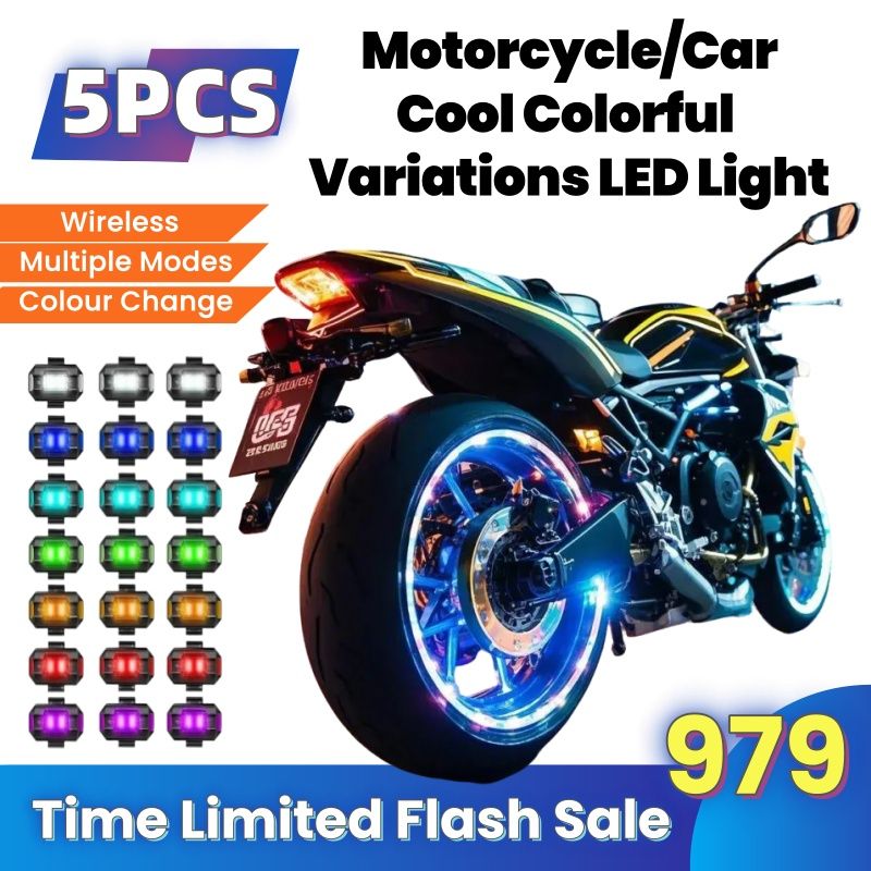 5PCS Car/Motorcycle/Bicycle Mini Signal Light,Anti-collision Warning Light,Cool Colorful Variations LED Light，7 Colors Turn Signal Indicator,Drone with Strobe Light