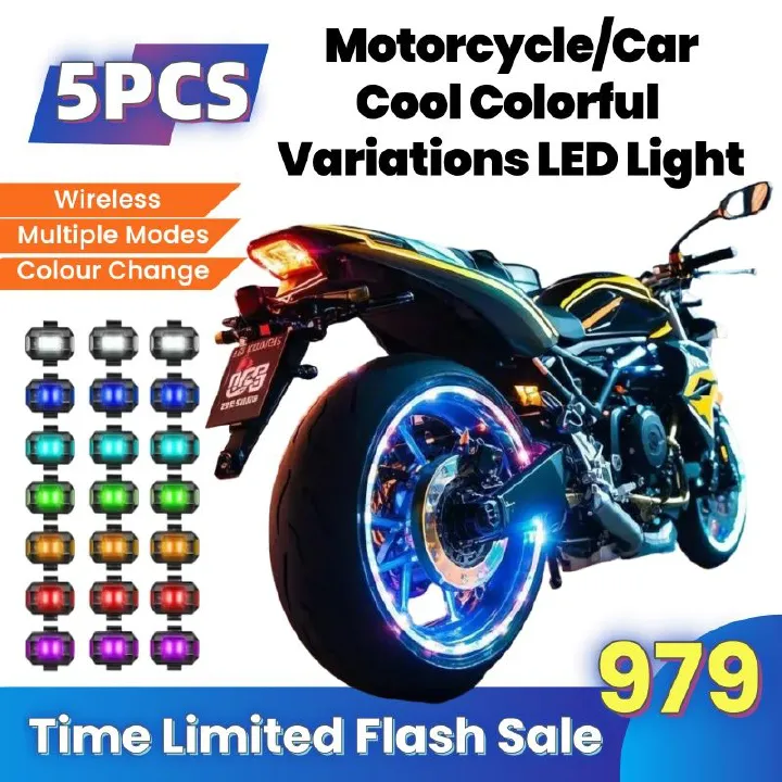 5PCS Car/Motorcycle/Bicycle Mini Signal Light,Anti-collision Warning Light,Cool Colorful Variations LED Light，7 Colors Turn Signal Indicator,Drone with Strobe Light