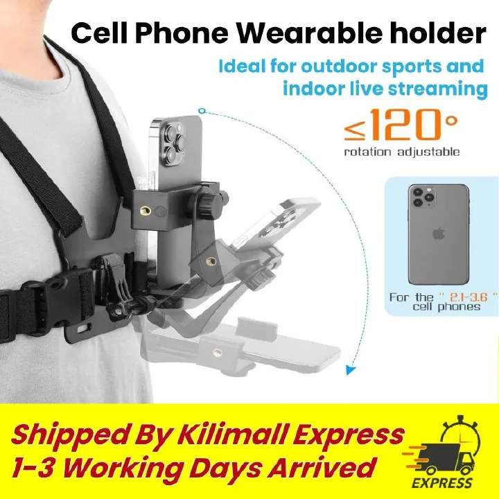 Mobile Phone Chest Mount Harness Strap Cell Phone Holder Mount for Video Recording Bike/Kayak/Fishing/Skateboard POV/VLOG for DJI GOPRO/SUPTig Action Camera