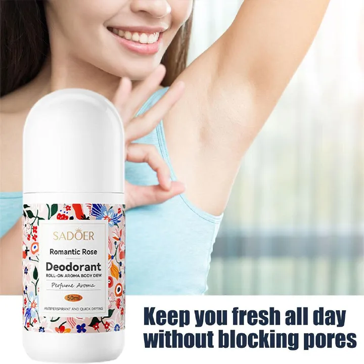 floral ladies perfume - women perfume deodorant antiperspirant roll-on | fresh cool 48h long lasting flower fragrance | romantic rose scent | deodorizing refresh fragrant charm confidence elegant
