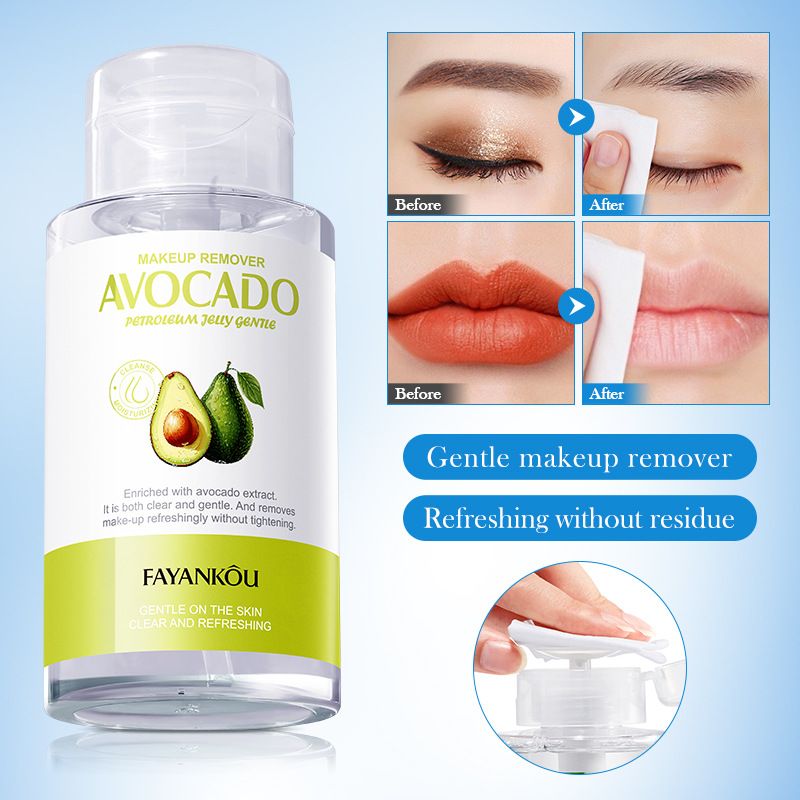 Makeup Remover，Cleansing Jelly Water ，Gentle Texture Easily Removes Stubborn Make-up，Clarifies Oil & Dirt, Clears The Pores，Containing Avocado Essence,  Moisturised Revitalised Without Tightness