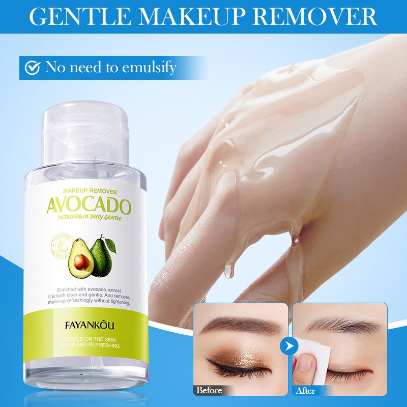 Makeup Remover，Cleansing Jelly Water ，Gentle Texture Easily Removes Stubborn Make-up，Clarifies Oil & Dirt, Clears The Pores，Containing Avocado Essence,  Moisturised Revitalised Without Tightness