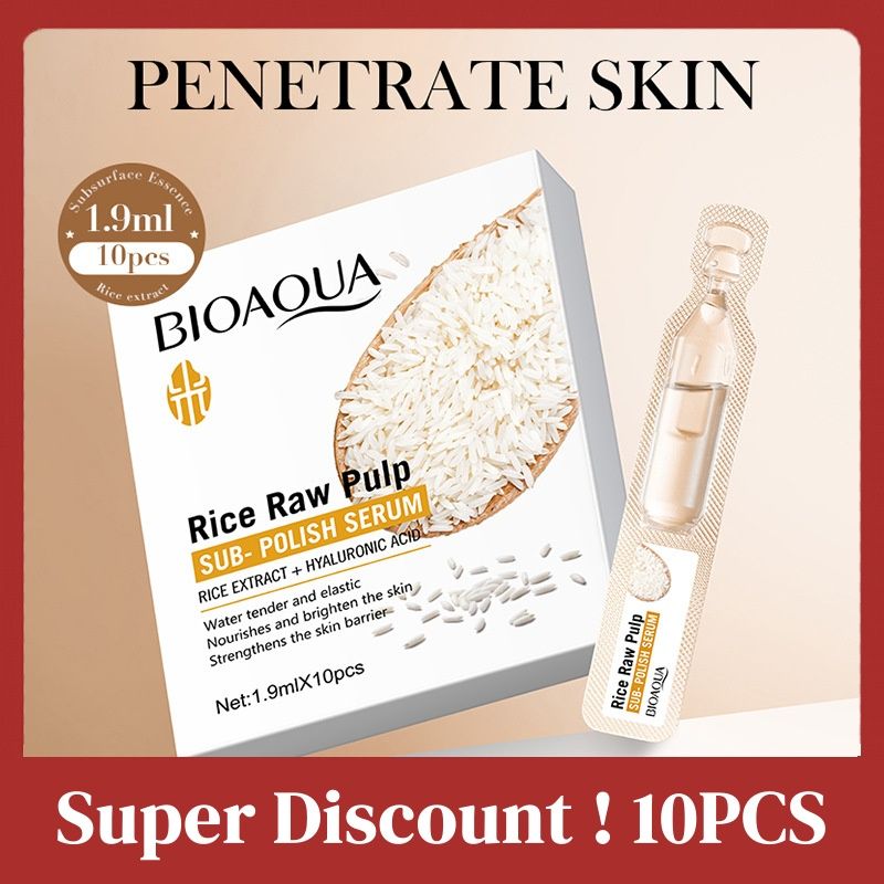 10pcs Rice Serum - Sadoer Skin Care-Moisturize Hydrating Brightening Whitening Acne Treatment | Firming Anti-wrinkle Deeply Nourish Smooth Anti-dark Repair Skin | Salicylic Acid Niacinamide Hyaluronic