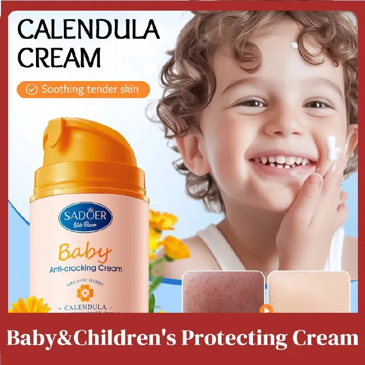 Calendula Baby Cream Sadoer Skin Care Set Sooth Tender Skin Child Skincare Child Cream Face Cream Vitamin E Moisturise Anti-crack Body Cream Prevent Redness Cracking Sooth Care Delicate Soft Smooth