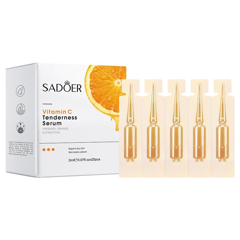 20pcs Vitamin C Serum-Sadoer Skin Care-Moisturize Hydrating Brightening Whitening Acne Treatment | Firming Anti-wrinkle Deeply Nourish Smooth Anti-dark Repair Skin | Salicylic Acid Niacinamide