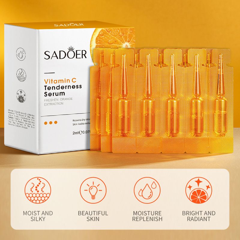 20pcs Vitamin C Serum-Sadoer Skin Care-Moisturize Hydrating Brightening Whitening Acne Treatment | Firming Anti-wrinkle Deeply Nourish Smooth Anti-dark Repair Skin | Salicylic Acid Niacinamide