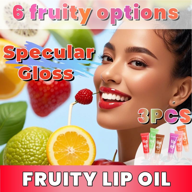 3pcs  Fruity Lip Oil, Deep Moisturizing Lipstick, Mirror Gloss Lip Glaze, Fuller Lips, 6 Fruits Strawberry/Grape/Cantaloupe/Orange/Coconut/Peach