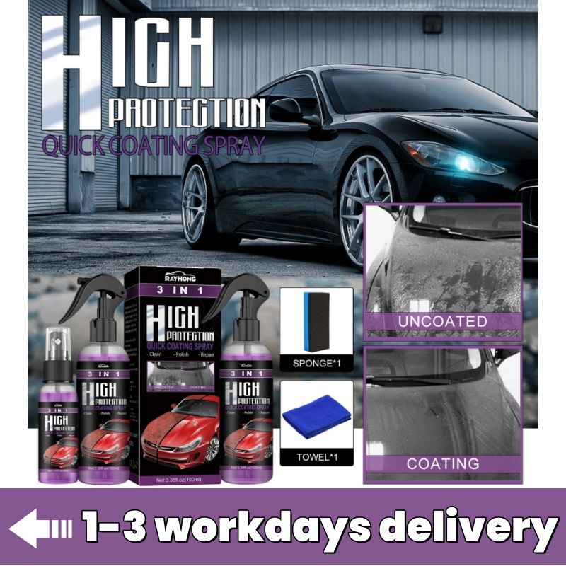 3 in 1 High Protection Quick Coating Spray,3 in 1 High Protection Fast Car Ceramic Coating Spray, Car Scratch Nano Repair Spray, Fast car Coating Spray, Easy to use and Clean,Fast fine Scratch Repair