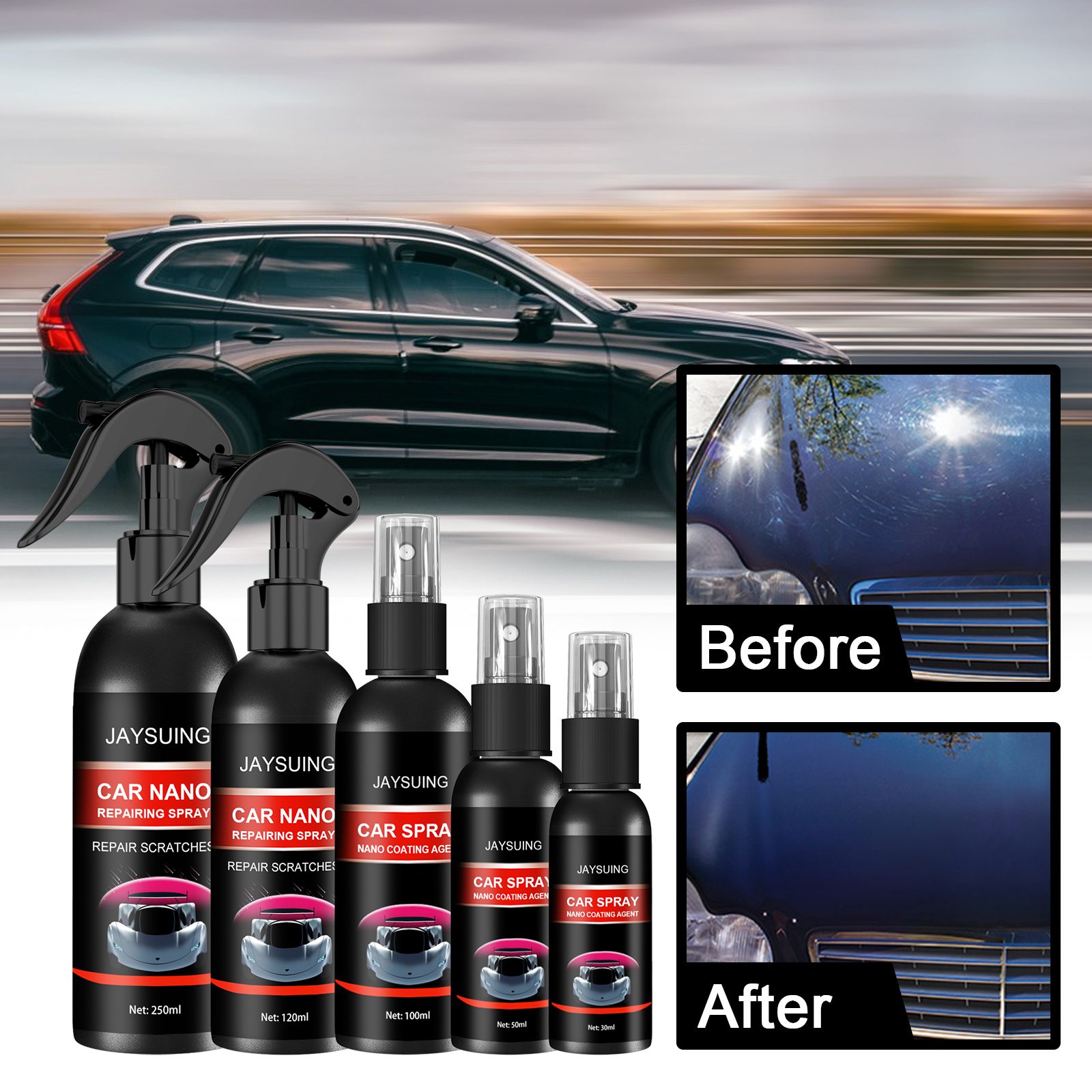 Car Slight Scratch Repair Spray, Car Coating Spray, Dustproof Car Nano Coating Polish, Auto Scratch Removal Paint Scratch Spray, Waterless, Anti-Pollution Liquid, Sealing Glaze Coating Agent
