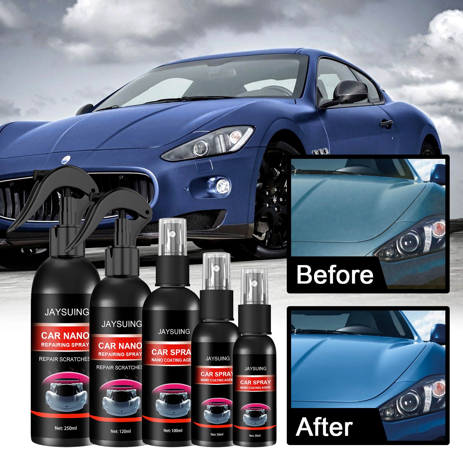 Car Slight Scratch Repair Spray, Car Coating Spray, Dustproof Car Nano Coating Polish, Auto Scratch Removal Paint Scratch Spray, Waterless, Anti-Pollution Liquid, Sealing Glaze Coating Agent
