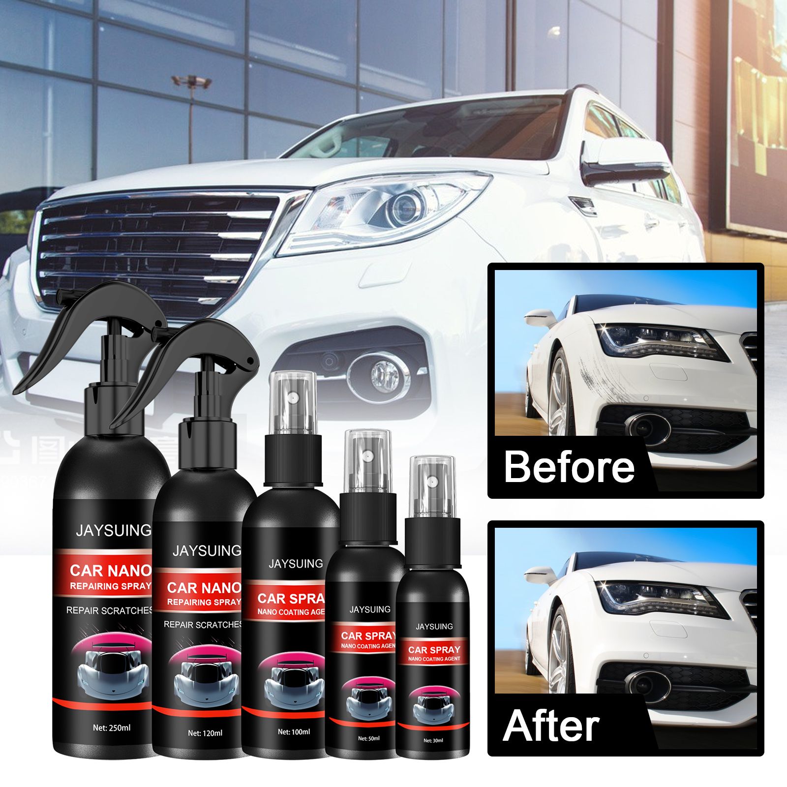 Car Slight Scratch Repair Spray, Car Coating Spray, Dustproof Car Nano Coating Polish, Auto Scratch Removal Paint Scratch Spray, Waterless, Anti-Pollution Liquid, Sealing Glaze Coating Agent