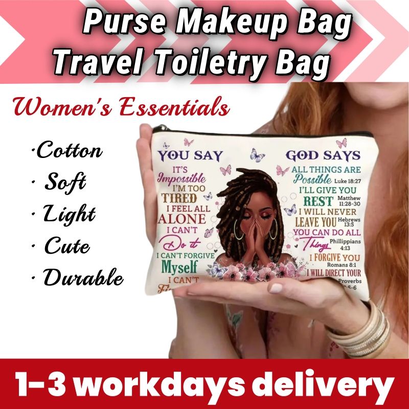 Women Purse,Makeup Bag,Travel Toiletry Bag,Zipper Pouch,Women Inspirational Bag,Femal Religious Cosmetic Bags,Spiritual Biblical Bag,Christian Bag,Birthday Christmas Mothers Day Gifts