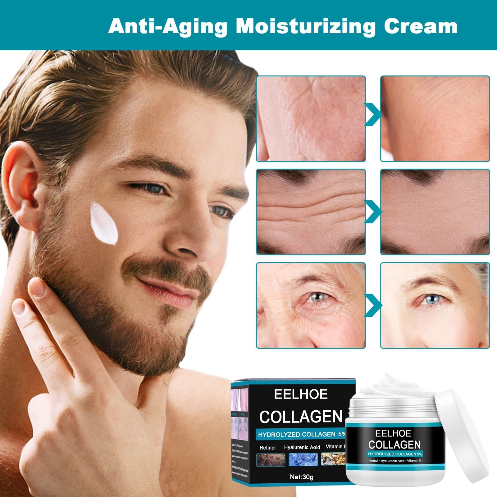 Collagen Cream for Eliminate Wrinkles,Face Moisturizer Cream,Anti-wrinkle Cream,Reduce Fine Lines and Dryness,Day & Night Skin Care Skin Tightening Cream，Suitable for Both Men and Women
