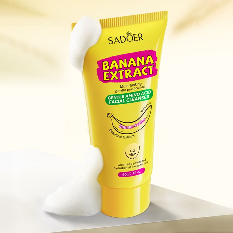 2pcs SADOR Banana Face Wash Facial Cleanser Foam Facial cleanser Foam Cleanser Skin Care Face Cleanser Amino Acid Brightening Oil Control Deep Pore Cleanser Sensitive Skin Ph Balanced Natural Skincare