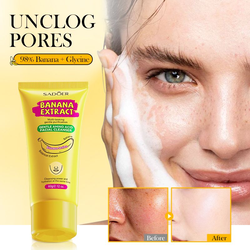 2pcs SADOR Banana Face Wash Facial Cleanser Foam Facial cleanser Foam Cleanser Skin Care Face Cleanser Amino Acid Brightening Oil Control Deep Pore Cleanser Sensitive Skin Ph Balanced Natural Skincare