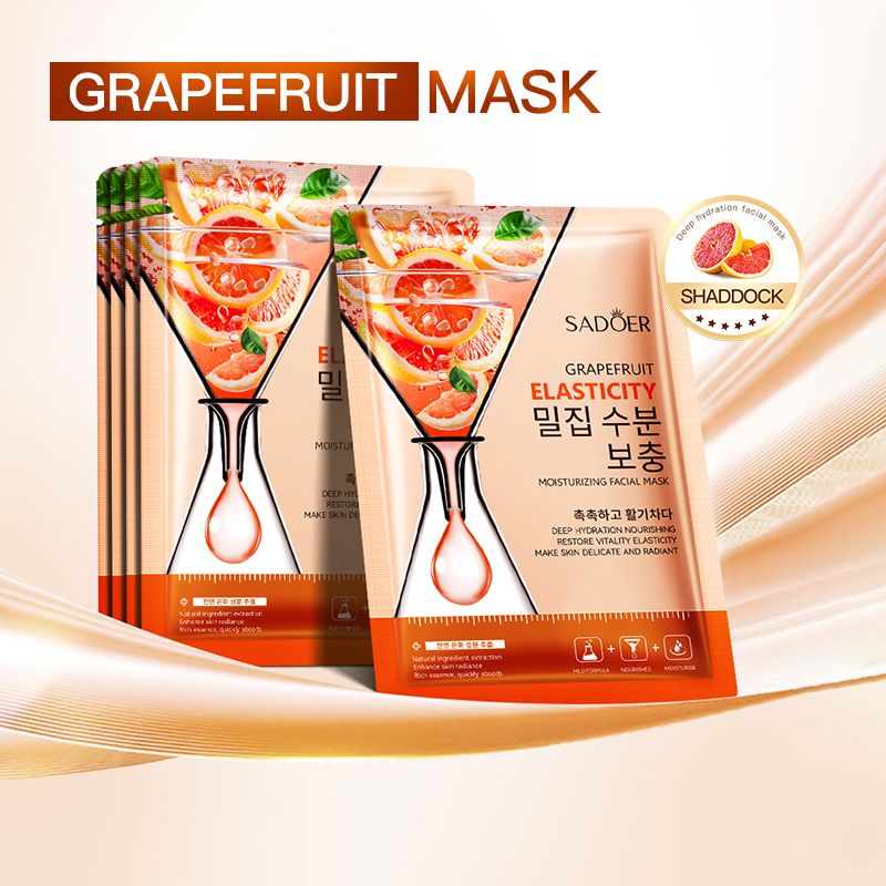 Grapefruit face mask sadoer skin care set facial mask sheet moisturize hydrating brightening whitening acne treatment firming anti-wrinkle deeply nourish smooth anti-dark repair skin