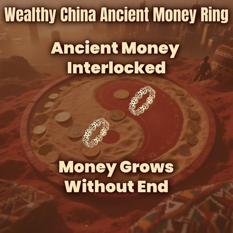 Chinese Ancient Coin Ring Lucky Coin Ring Wealth Attractor Ring Feng Shui Wealth Ring Talisman Good Fortune Abundance Symbol Luck Success Good Luck Amulet Wealth Manifestation Men Rings Women Rings