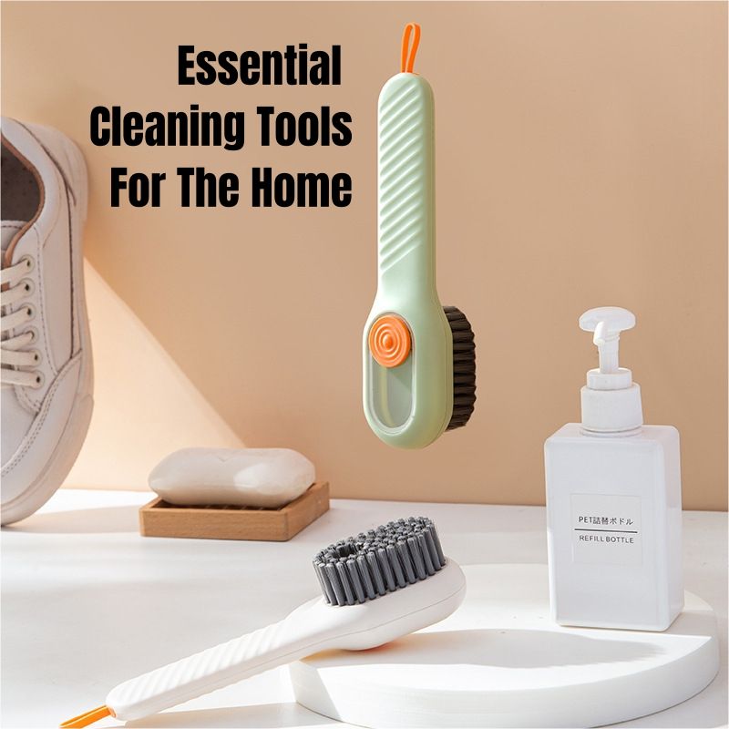 Built-in Soap Dispenser Shoe Brushes Refillable Press-to-Clean Brush Multifunctional Shoe Cleaning Brush Clothing brushes Soft Bristles Squeeze Soap Liquid Multi-Purpose Deep Cleaning