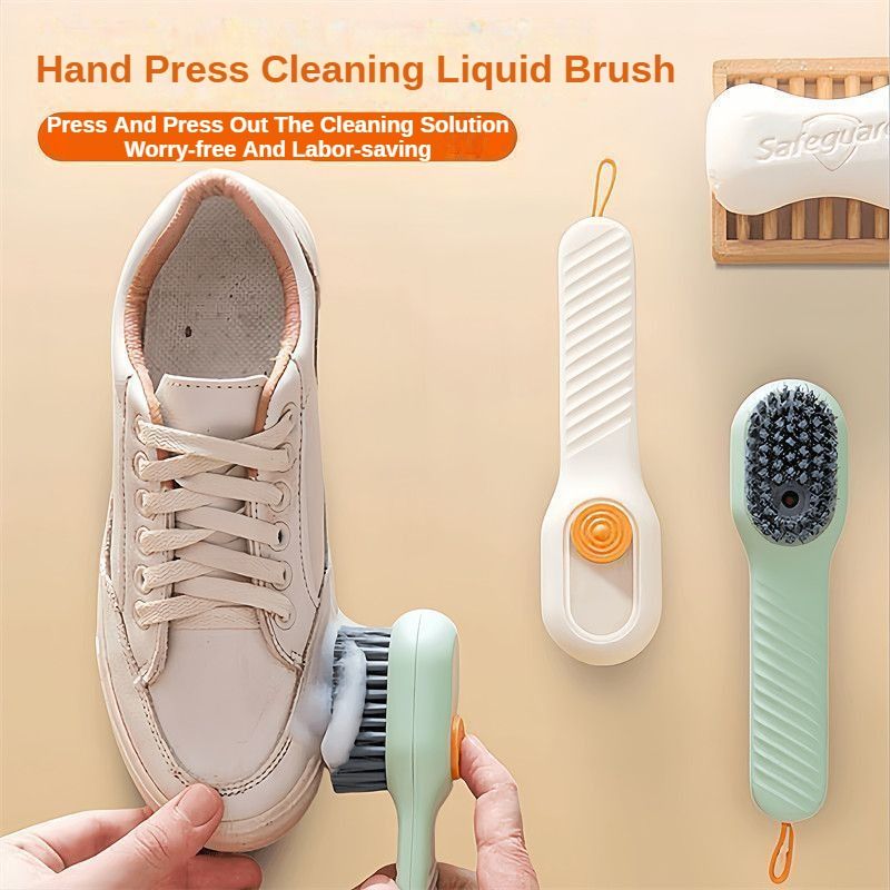 Built-in Soap Dispenser Shoe Brushes Refillable Press-to-Clean Brush Multifunctional Shoe Cleaning Brush Clothing brushes Soft Bristles Squeeze Soap Liquid Multi-Purpose Deep Cleaning