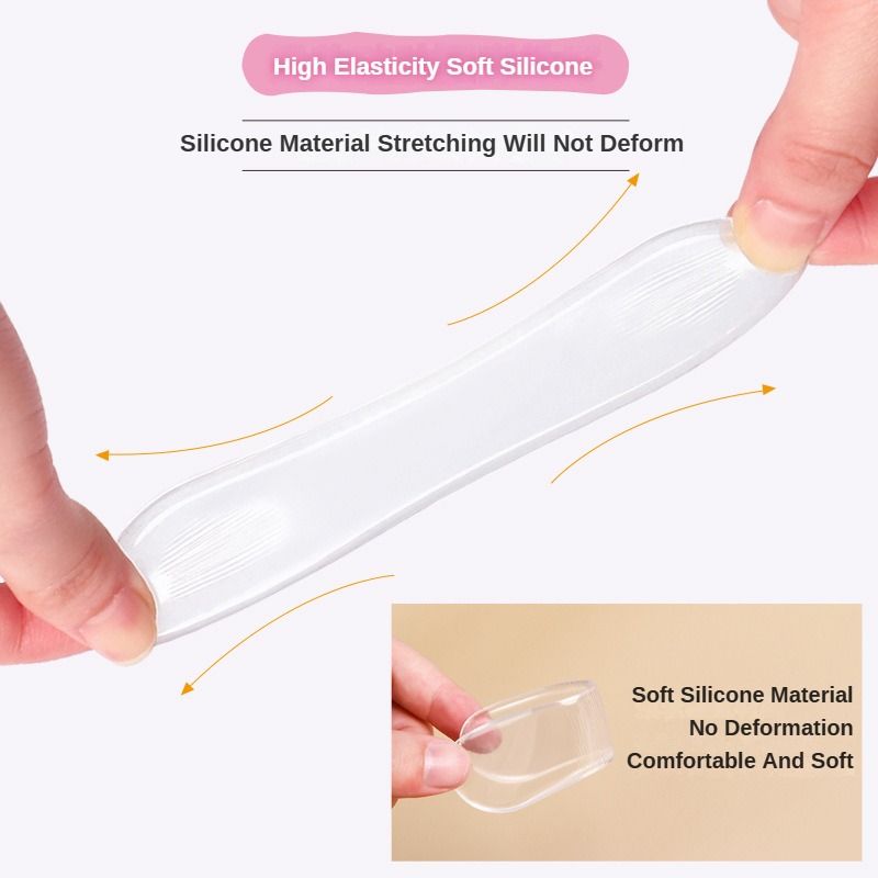 1pair Ultra-soft Silicone Heel Pads Foot Pads Heel Protector Stops Foot Heel Blisters Prevents Skin Rubbing Raw Reusable Cushion Long-lasting Foot Protection Heel Pain Women Shoe Adjust Shoe Size