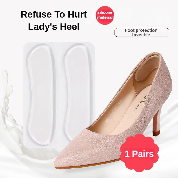 1pair Ultra-soft Silicone Heel Pads Foot Pads Heel Protector Stops Foot Heel Blisters Prevents Skin Rubbing Raw Reusable Cushion Long-lasting Foot Protection Heel Pain Women Shoe Adjust Shoe Size