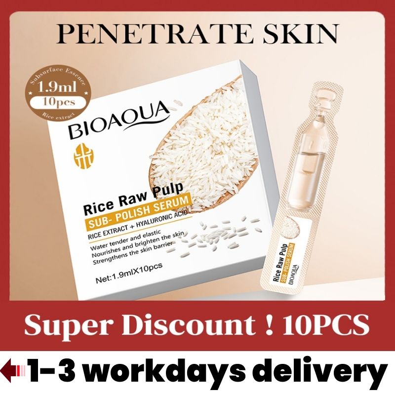 10pcs Rice Serum - Sadoer Skin Care-Moisturize Hydrating Brightening Whitening Acne Treatment | Firming Anti-wrinkle Deeply Nourish Smooth Anti-dark Repair Skin | Salicylic Acid Niacinamide Hyaluronic