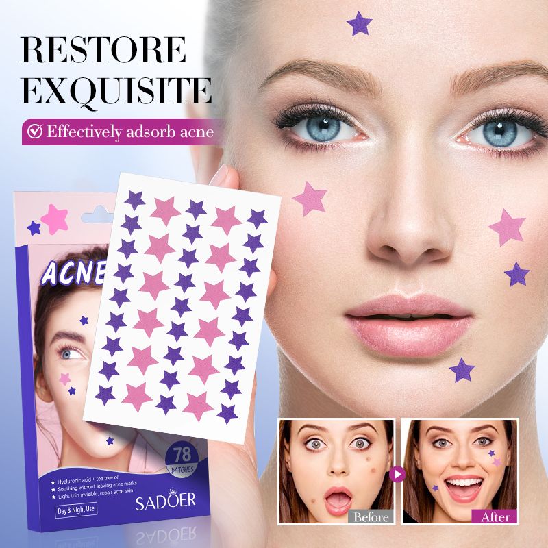 Free Get Gift 10pcs| SADOE 78pcs Acne Patch Acne Skin Care Product Acne Remover Acne Skin Care Acne Treatment Acne Removal Acne Control Cleanser Acne Cleanser Repair Acne Facial Skin Care Remove Acne