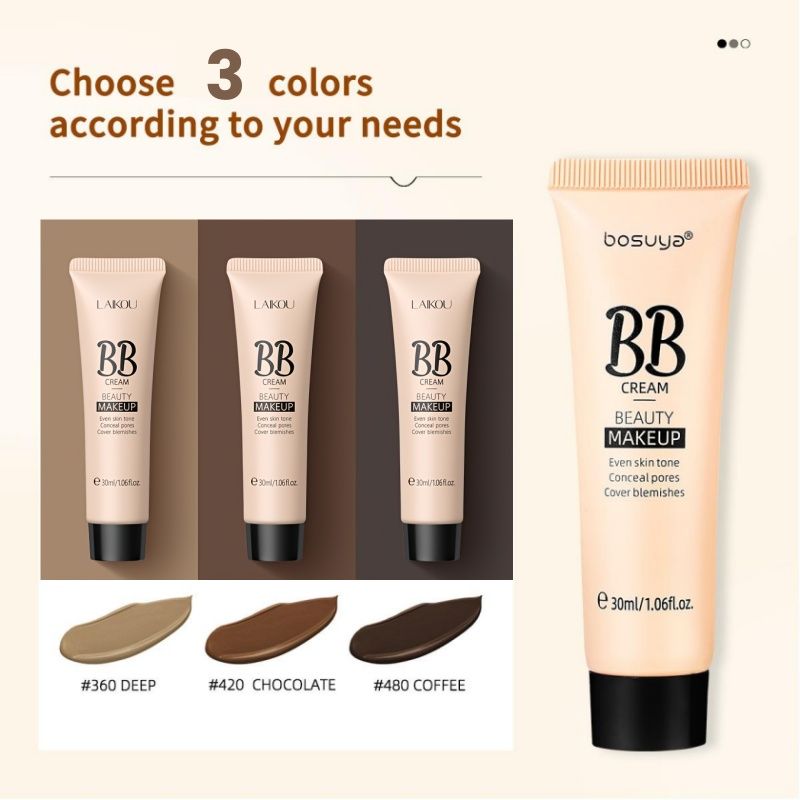 24H Flawless BB Cream-Natural Makeup Effect Sweat-Proof  Full Coverage Moisturizing Clear Uniform Color Brightening Water Concealer Durabledo Not Take Off Makeup Natural Beauty Smooth Lock Makeup