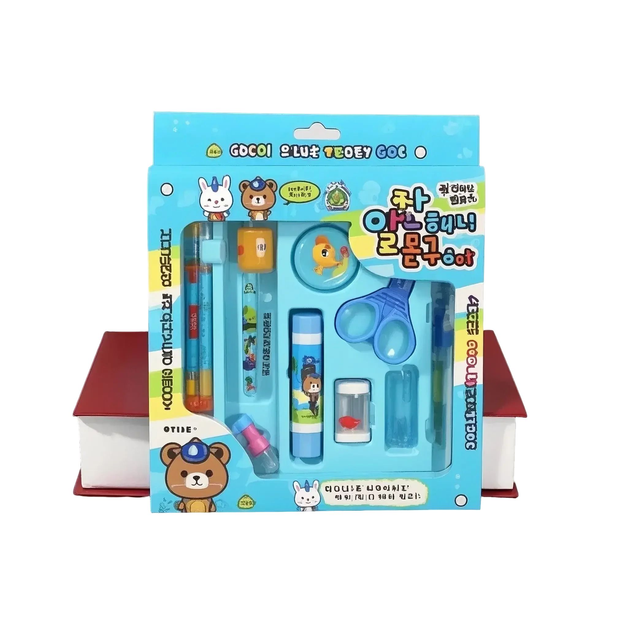 10-in-1 Cartoon Kids Stationery Set Perfect School Supplies Toddlers & Primary Students Stationery Fun Learning Gift Birthday/Back to School Prize Pencils Erasers Pencil sharpener Ruler Scissors Glue
