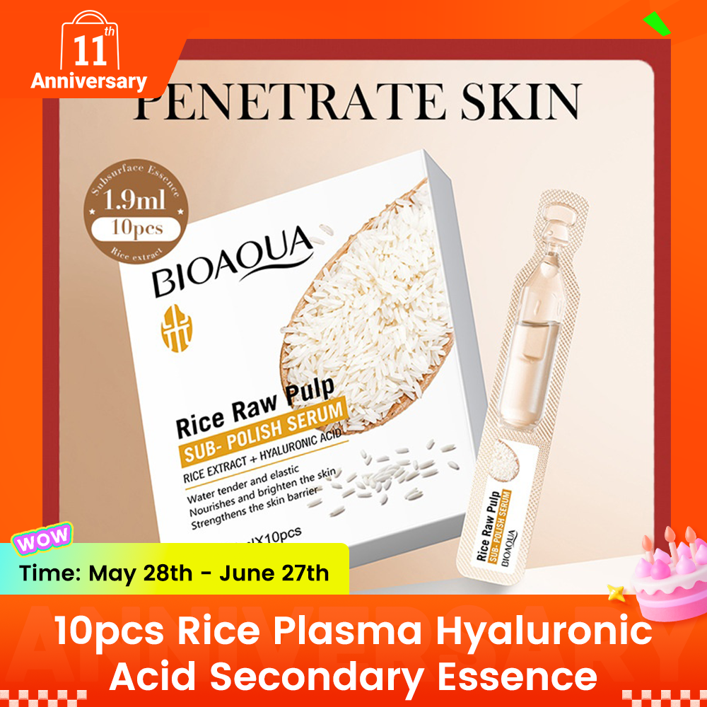 10pcs Rice Serum - Sadoer Skin Care-Moisturize Hydrating Brightening Whitening Acne Treatment | Firming Anti-wrinkle Deeply Nourish Smooth Anti-dark Repair Skin | Salicylic Acid Niacinamide Hyaluronic