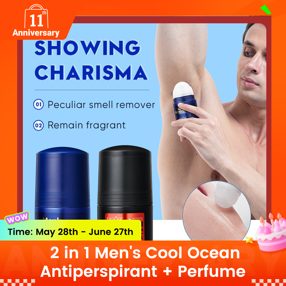 2in1 men's perfume man deodorant stop sweating bead fluid- fresh cool sports perfume | cool ocean scent | oriental fragrance 48H long lasting | anti sweat deodorizing refresh fragrant charm confidence