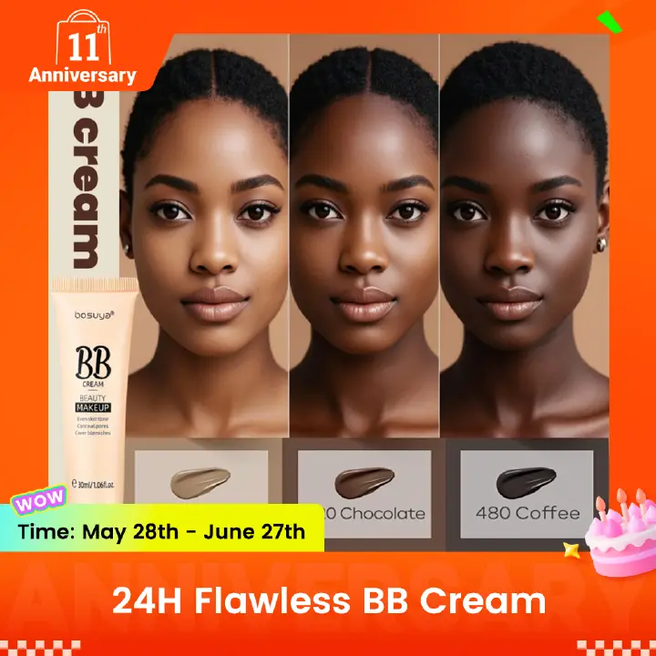 24H Flawless BB Cream-Natural Makeup Effect Sweat-Proof  Full Coverage Moisturizing Clear Uniform Color Brightening Water Concealer Durabledo Not Take Off Makeup Natural Beauty Smooth Lock Makeup
