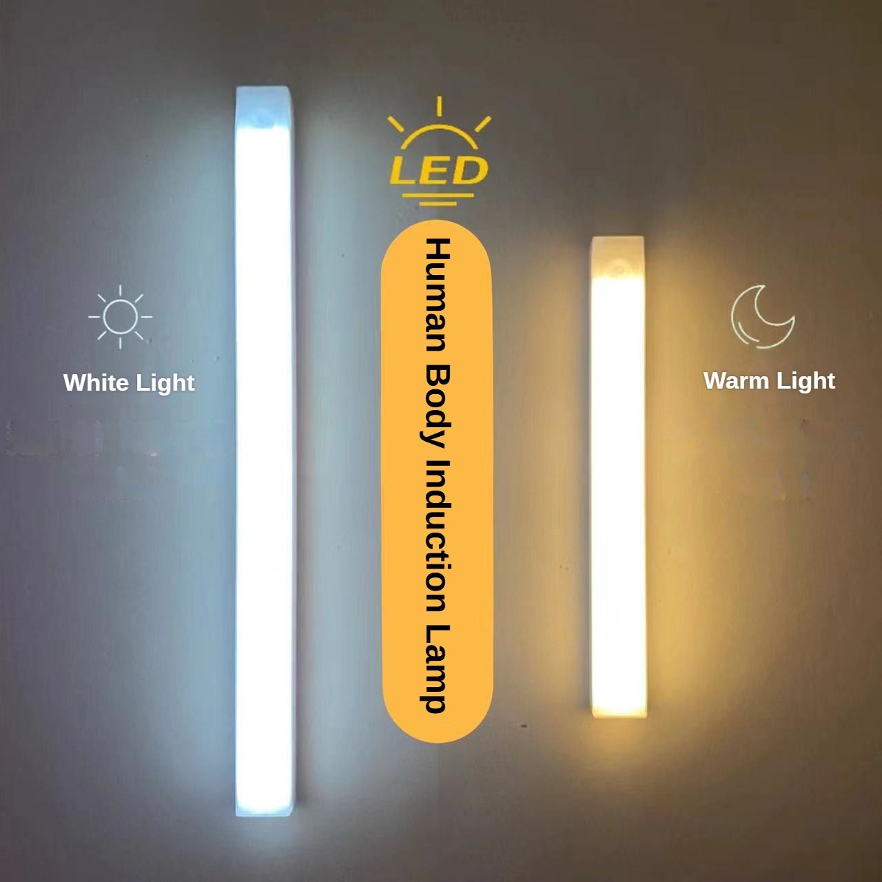 LED Motion Sensor Light - Induction Night Wall Lamp Strip | USB Charging Wireless Smart Light| Bedroom Cabinet Stairs Hallway Bathroom Kitchen Parlor Closet Wardrobe Entrance Ceiling Walls