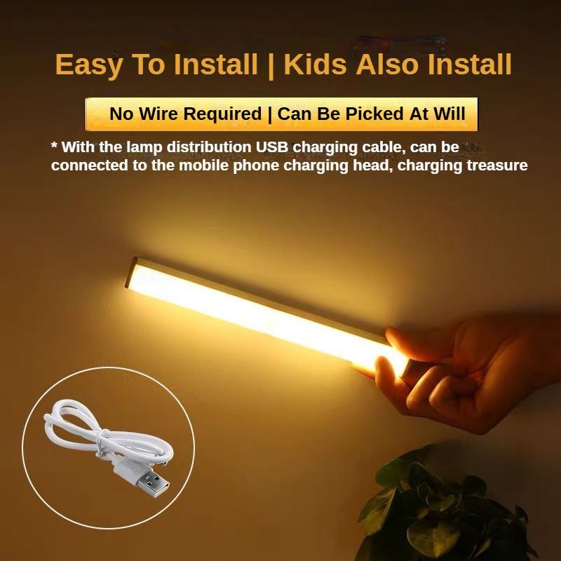 LED Motion Sensor Light - Induction Night Wall Lamp Strip | USB Charging Wireless Smart Light| Bedroom Cabinet Stairs Hallway Bathroom Kitchen Parlor Closet Wardrobe Entrance Ceiling Walls