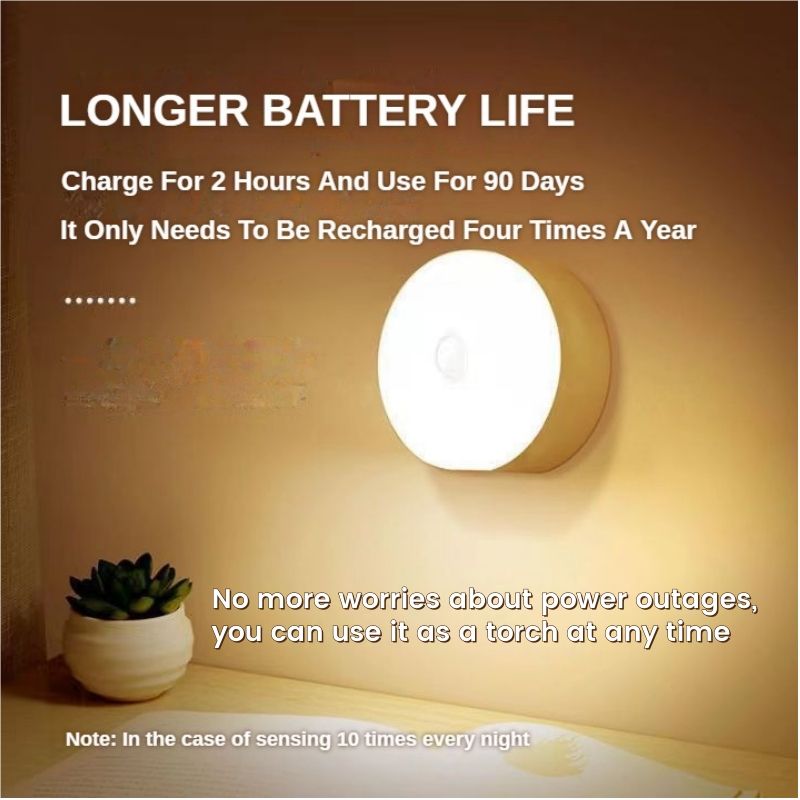 LED Motion Sensor Light - Induction Night Wall Lamp | USB Charging Wireless Smart Light| Bedroom Cabinet Stairs Hallway Bathroom Kitchen Parlor Closet Wardrobe Entrance Ceiling Walls